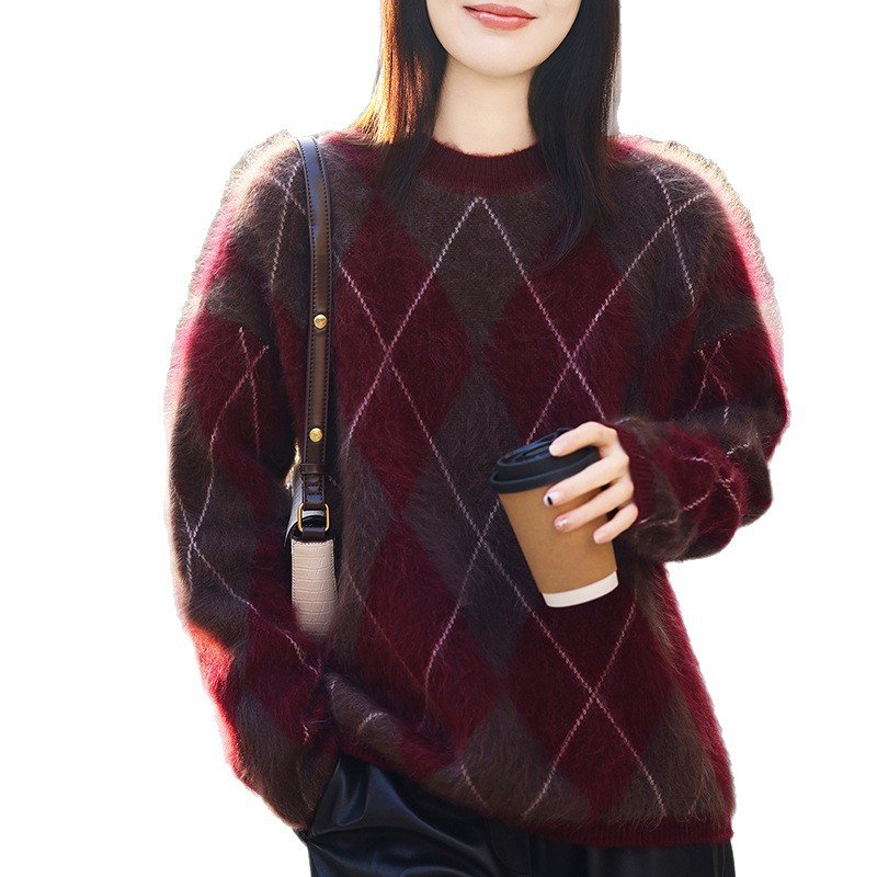 Wool brushed sweater knitted sweater versatile women's thickened pullover top - Image 3