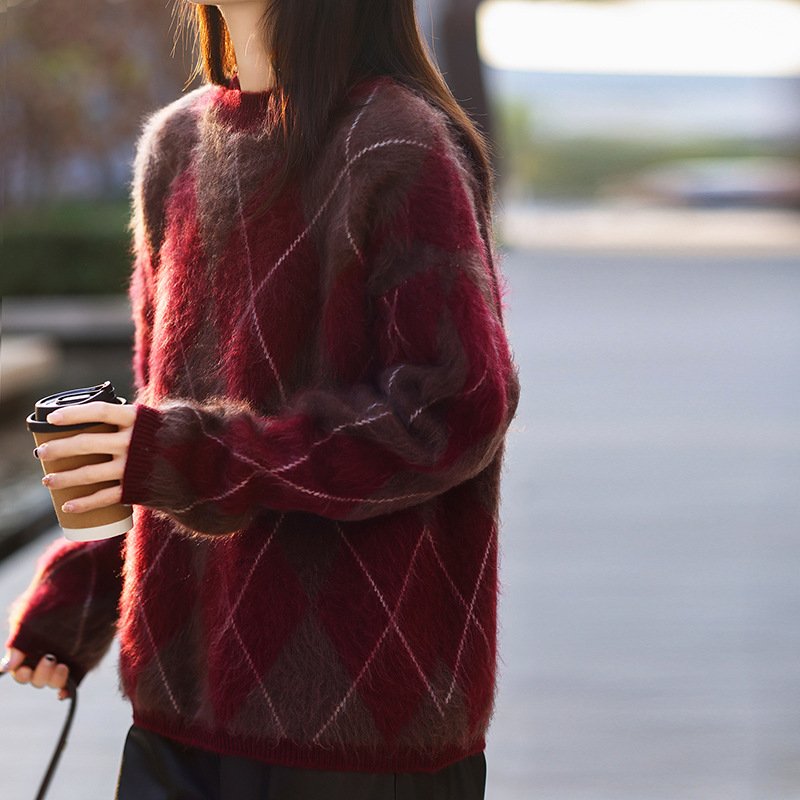 Wool brushed sweater knitted sweater versatile women's thickened pullover top - Image 4