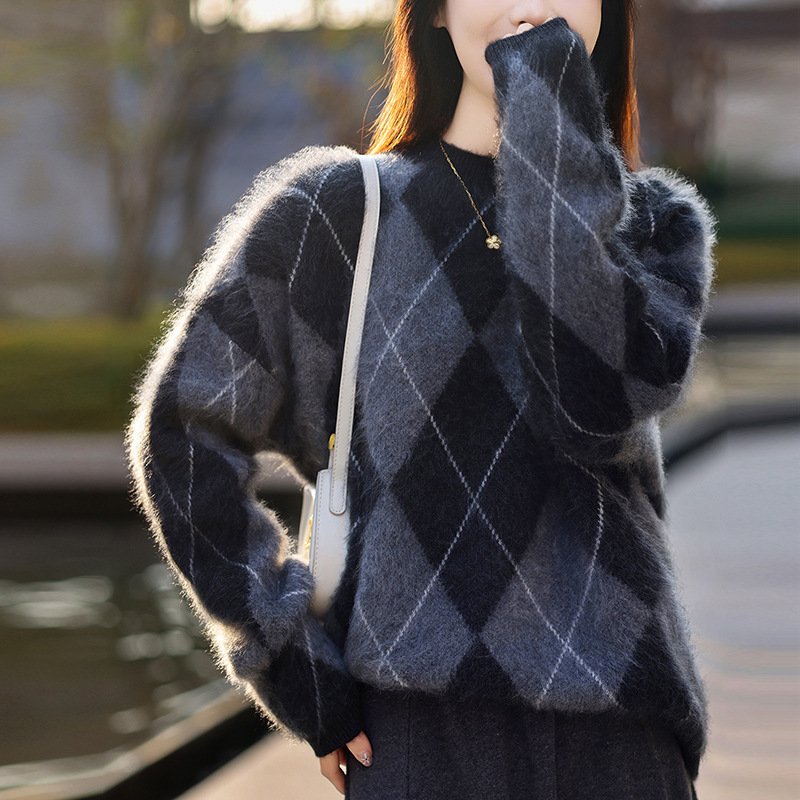 Wool brushed sweater knitted sweater versatile women's thickened pullover top - Image 5