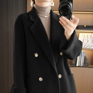 Double-sided pure wool coat for women, medium-length woolen cashmere coat with a high-end feel