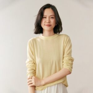 Imported yarn count wool knitted bottoming sweater women's solid color versatile machine washable