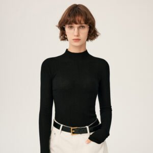 Wool sweater base layer versatile half turtleneck machine washable sweater long sleeves