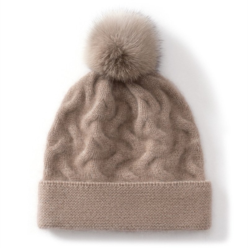 Spring cable knit cashmere hat, fashionable, casual, commuting, versatile and warm