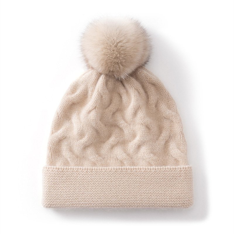 Spring cable knit cashmere hat, fashionable, casual, commuting, versatile and warm - Image 4