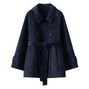 Small double-sided cashmere coat wool coat high-end lapel mid-length for women