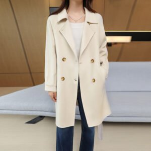 Wool double-sided woolen coat women's mid-length cashmere coat simple and elegant for small people