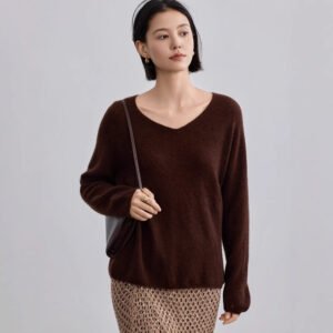 Women's cashmere sweater knitted sweater one-line ready-to-wear sweetheart collar stitch single strand